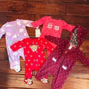 Baby girl fleece pajamas bundle